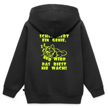 génie - Sweat Premium à capuche zippé enfant bio - noir - Dos - AI Model Kid Male (0cm)