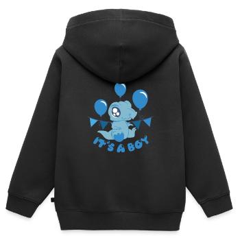 IT'S A BOY - blue dino - Kinder Premium Organic Zip Hoodie - Schwarz - Hinten - AI Model Kid Male (0cm)