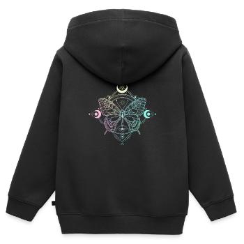 Pastel Goth Lune Goth papillon lune gothique - Sweat Premium à capuche zippé enfant bio - noir - Dos - AI Model Kid Male (0cm)