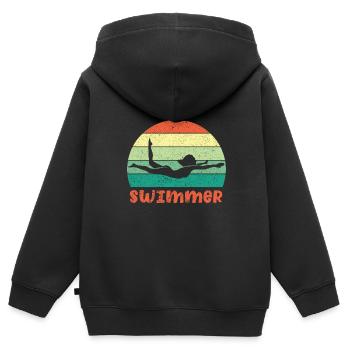 Schwimmer Schwimmen 50 Meter Bahn - Kinder Premium Organic Zip Hoodie - Schwarz - Hinten - AI Model Kid Male (0cm)