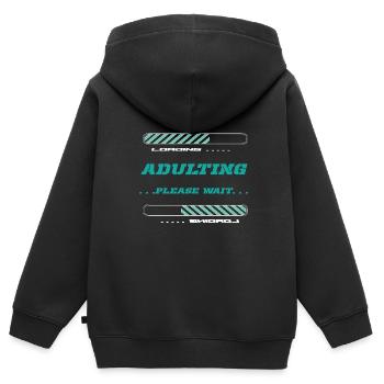 18e anniversaire Adulte Dix-huit ans - Sweat Premium à capuche zippé enfant bio - noir - Dos - AI Model Kid Male (0cm)