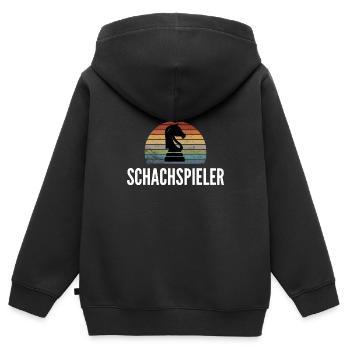 Schach Schachspieler Schachverein Brettspiel Spiel - Kinder Premium Organic Zip Hoodie - Schwarz - Hinten - AI Model Kid Male (0cm)