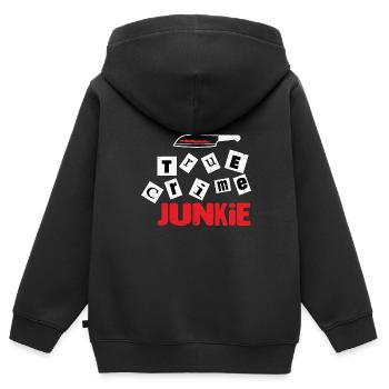 True Crime Junkie Criminal Cases Crime Series - Kids Premium Organic Zip-up Hoodie - black - Back - AI Model Kid Male (0cm)