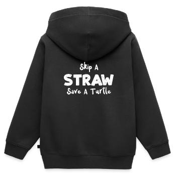 Sauter une paille Sauver une tortue - Sweat Premium à capuche zippé enfant bio - noir - Dos - AI Model Kid Male (0cm)
