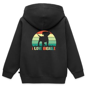 Hund Hunde Hundeliebhaber Hundehalter - Kinder Premium Organic Zip Hoodie - Schwarz - Hinten - AI Model Kid Male (0cm)