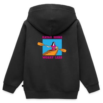 Kajak Boot Kanu Paddelboot Doppelpaddel - Kinder Premium Organic Zip Hoodie - Schwarz - Hinten - AI Model Kid Male (0cm)