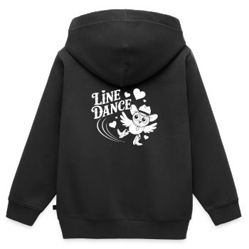 Hibou de danse en ligne Hibou drôle avec Stetson et bottes - Sweat Premium à capuche zippé enfant bio - noir - Dos - AI Model Kid Male (0cm)