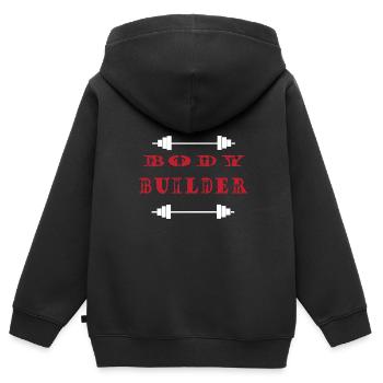Bodybuilding Kraftsport Fitness Muskelaufbau - Kinder Premium Organic Zip Hoodie - Schwarz - Hinten - AI Model Kid Male (0cm)