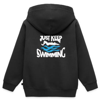 Schwimmer Schwimmen 50 Meter Bahn Brustschwimmen - Kinder Premium Organic Zip Hoodie - Schwarz - Hinten - AI Model Kid Male (0cm)