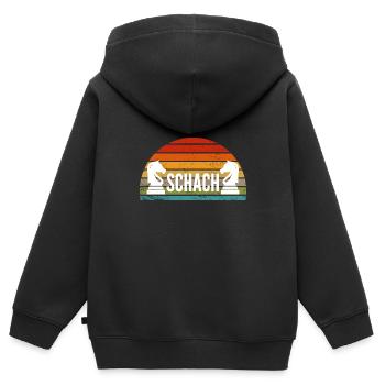 Schach Geschenk Schachspieler Queen’s Gambit - Kinder Premium Organic Zip Hoodie - Schwarz - Hinten - AI Model Kid Male (0cm)