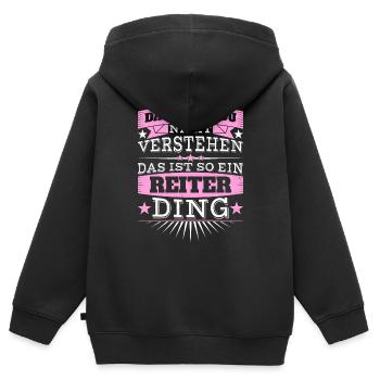 Das ist ein Reiter-Ding - Kinder Premium Organic Zip Hoodie - Schwarz - Hinten - AI Model Kid Male (0cm)