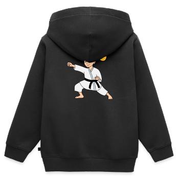 Karaté filles - Sweat Premium à capuche zippé enfant bio - noir - Dos - AI Model Kid Male (0cm)