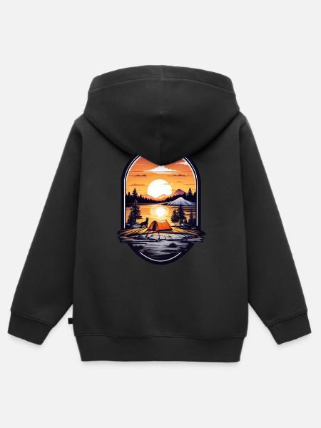 Camping Zeit - Kinder Premium Organic Zip Hoodie - Schwarz
