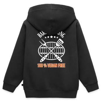 Barbecue King -100 % Vegan Free - Grill & BBQ - Kinder Premium Organic Zip Hoodie - Schwarz - Hinten - AI Model Kid Male (0cm)