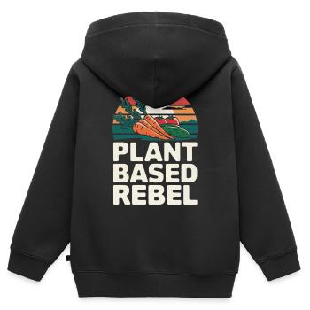 Vegetarian Vegan Veggie Vegetarian - Kids Premium Organic Zip-up Hoodie - black - Back - AI Model Kid Male (0cm)