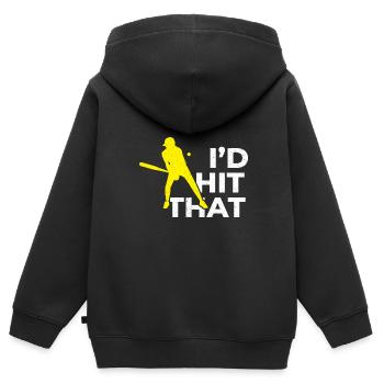 Baseball Baseball Bat Joueur de baseball - Sweat Premium à capuche zippé enfant bio - noir - Dos - AI Model Kid Male (0cm)