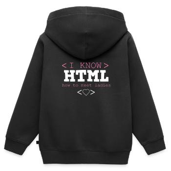 HTML Editor Hypertext Markup Language Webdokument - Kinder Premium Organic Zip Hoodie - Schwarz - Hinten - AI Model Kid Male (0cm)