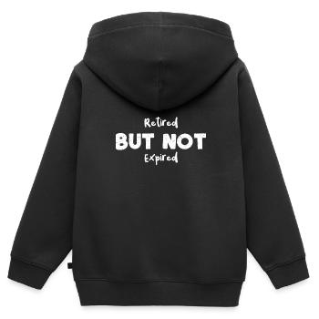 Retraité mais pas expiré - Sweat Premium à capuche zippé enfant bio - noir - Dos - AI Model Kid Male (0cm)