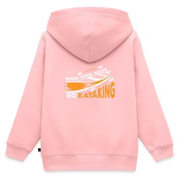 Kayak Bateau Canoë Paddle Double Paddle - Sweat Premium à capuche zippé enfant bio - rose - Dos - AI Model Kid Female (0cm)