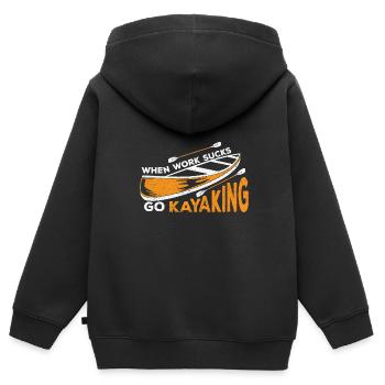 Kajak Boot Kanu Paddelboot Doppelpaddel - Kinder Premium Organic Zip Hoodie - Schwarz - Hinten - AI Model Kid Male (0cm)