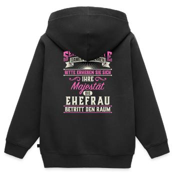 Majestät Ehefrau Ehe verheiratet Ehebund Geschenk - Kinder Premium Organic Zip Hoodie - Schwarz - Hinten - AI Model Kid Male (0cm)