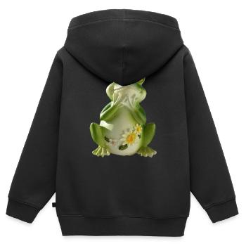 Grenouille folle - Sweat Premium à capuche zippé enfant bio - noir - Dos - AI Model Kid Male (0cm)