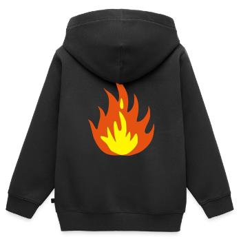 feu - flamme - Sweat Premium à capuche zippé enfant bio - noir - Dos - AI Model Kid Male (0cm)