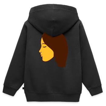 gesicht kopf weiblich frau girl maedchen huebsch s - Kinder Premium Organic Zip Hoodie - Schwarz - Hinten - AI Model Kid Male (0cm)