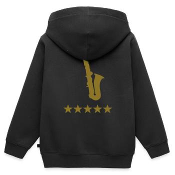 Saxophon - Kinder Premium Organic Zip Hoodie - Schwarz - Hinten - AI Model Kid Male (0cm)
