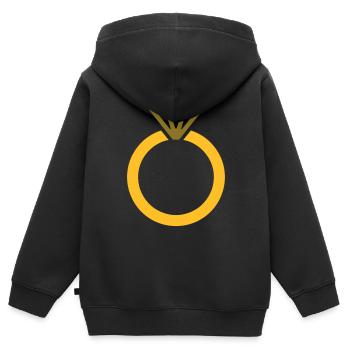 Ring - Kinder Premium Organic Zip Hoodie - Schwarz - Hinten - AI Model Kid Male (0cm)