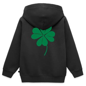 klee mit 4 blaettern - Kinder Premium Organic Zip Hoodie - Schwarz - Hinten - AI Model Kid Male (0cm)