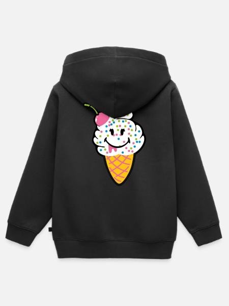 Smiley Kawaii Icecream - Kinder Premium Organic Zip Hoodie - Schwarz