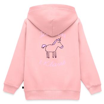 Erste Klasse Einhorn - Kinder Premium Organic Zip Hoodie - Rosa - Hinten - AI Model Kid Female (0cm)