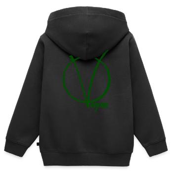 V wie Vegan - Kinder Premium Organic Zip Hoodie - Schwarz - Hinten - AI Model Kid Male (0cm)