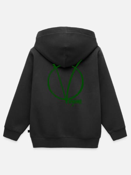 V wie Vegan - Kinder Premium Organic Zip Hoodie - Schwarz