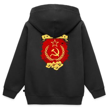Union soviétique - Sweat Premium à capuche zippé enfant bio - noir - Dos - AI Model Kid Male (0cm)
