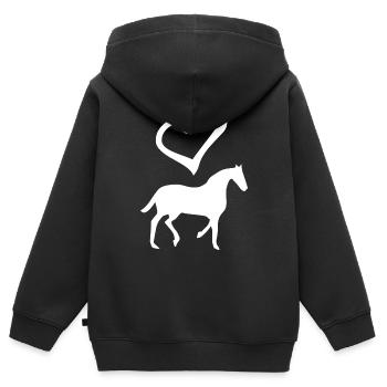 Cheval - Sweat Premium à capuche zippé enfant bio - noir - Dos - AI Model Kid Male (0cm)
