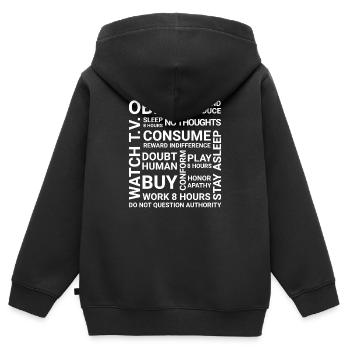 OBÉIR - Sweat Premium à capuche zippé enfant bio - noir - Dos - AI Model Kid Male (0cm)