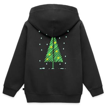 Joyeux Noël cadeau Noël enfant graphique sapin - Sweat Premium à capuche zippé enfant bio - noir - Dos - AI Model Kid Male (0cm)
