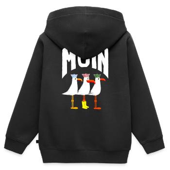 Moin Ostsee Nordsee - Kinder Premium Organic Zip Hoodie - Schwarz - Hinten - AI Model Kid Male (0cm)