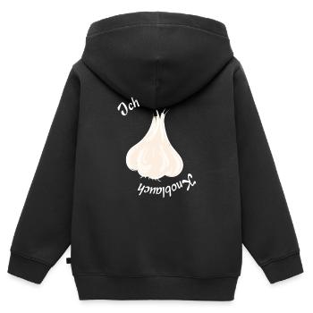Ich liebe Knoblauch - Kinder Premium Organic Zip Hoodie - Schwarz - Hinten - AI Model Kid Male (0cm)
