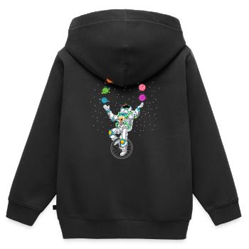 Jonglerie d’astronautes - Sweat Premium à capuche zippé enfant bio - noir - Dos - AI Model Kid Male (0cm)