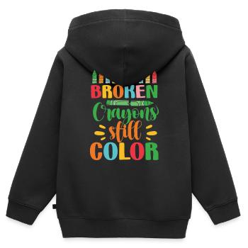 Broken Crayons Still Color - Kids Premium Organic Zip-up Hoodie - black - Back - AI Model Kid Male (0cm)
