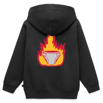Feuer Windel heiß - Kinder Premium Organic Zip Hoodie - Schwarz - Hinten - AI Model Kid Male (0cm)