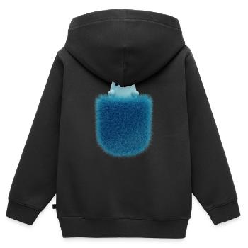 Flauschige Brusttasche mit Spielzeugtier - Kinder Premium Organic Zip Hoodie - Schwarz - Hinten - AI Model Kid Male (0cm)