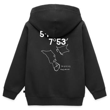 Koordinaten Helgoland mit Insel und Düne. - Kinder Premium Organic Zip Hoodie - Schwarz - Hinten - AI Model Kid Male (0cm)
