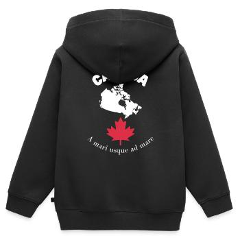KANADA mit Karte & Motto - Kinder Premium Organic Zip Hoodie - Schwarz - Hinten - AI Model Kid Male (0cm)