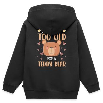 Teddy Kind Beschützer - Kinder Premium Organic Zip Hoodie - Schwarz - Hinten - AI Model Kid Male (0cm)
