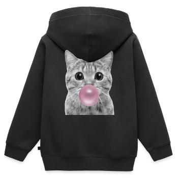 Chat bulle - Sweat Premium à capuche zippé enfant bio - noir - Dos - AI Model Kid Male (0cm)