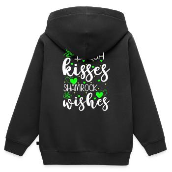 Glück Liebe Lebensfreude - Kinder Premium Organic Zip Hoodie - Schwarz - Hinten - AI Model Kid Male (0cm)